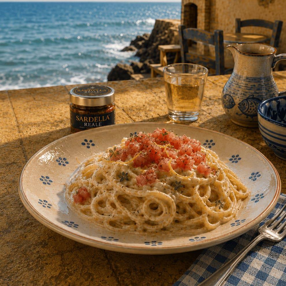 spaghetti alla contadina di mare con Sardella Reale ricette mater calabria primi piatti antipasti recipes