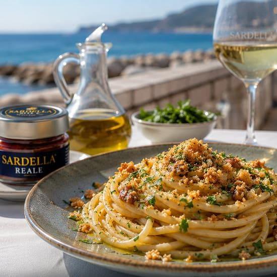 spaghettoni con mollica e Sardella Reale ricette mater calabria primi piatti antipasti recipes